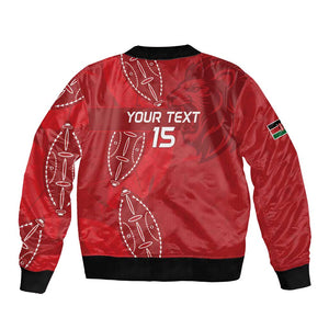 Jamhuri ya Kenya Rugby Custom Bomber Jacket Kenyan Shield Style - Red Color
