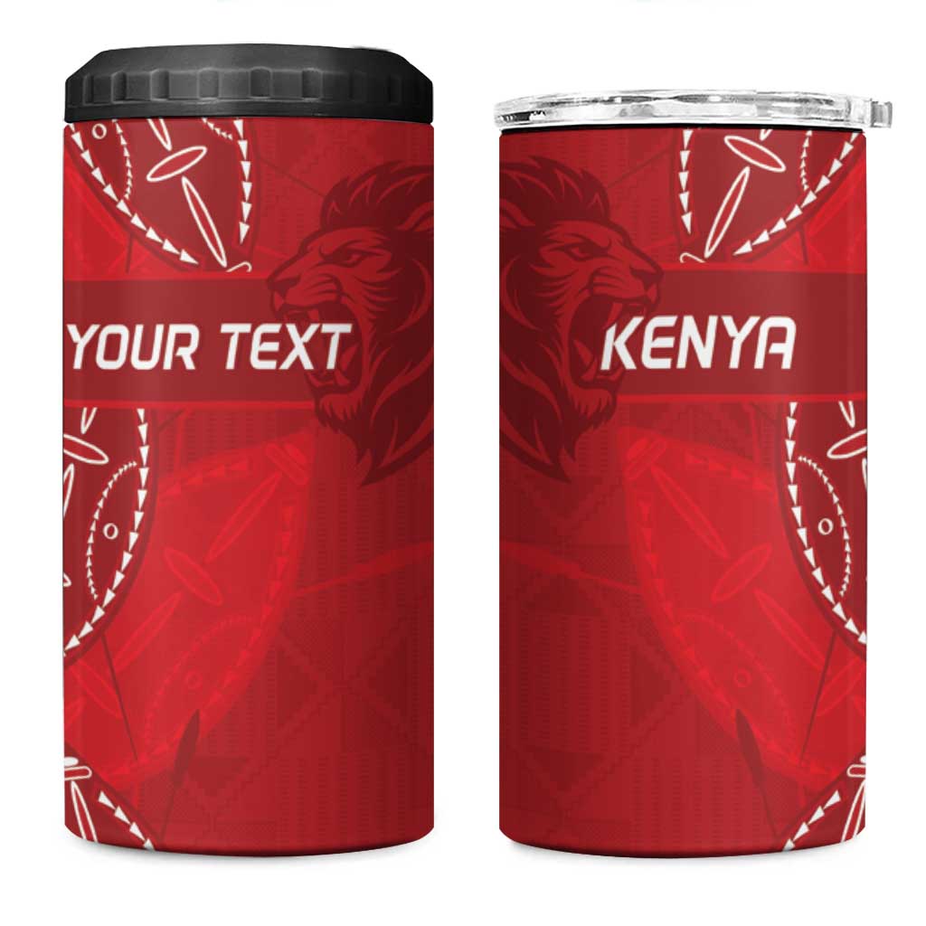 Jamhuri ya Kenya Rugby Custom 4 in 1 Can Cooler Tumbler Kenyan Shield Style - Red Color