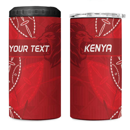 Jamhuri ya Kenya Rugby Custom 4 in 1 Can Cooler Tumbler Kenyan Shield Style - Red Color