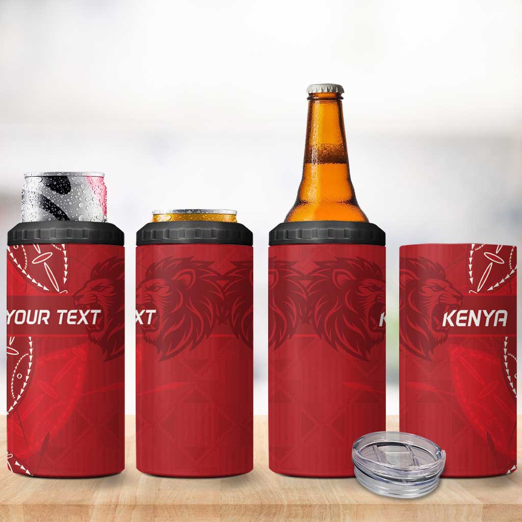 Jamhuri ya Kenya Rugby Custom 4 in 1 Can Cooler Tumbler Kenyan Shield Style - Red Color