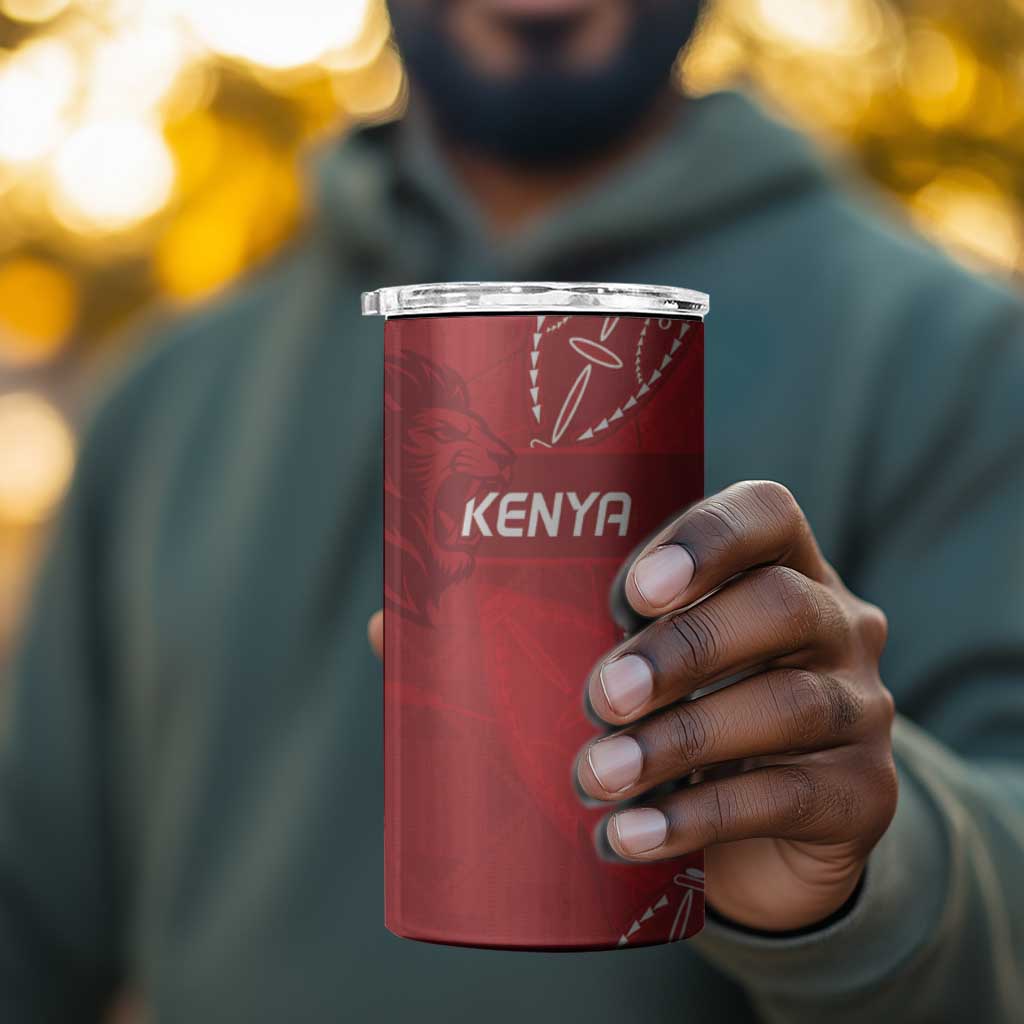 Jamhuri ya Kenya Rugby Custom 4 in 1 Can Cooler Tumbler Kenyan Shield Style - Red Color