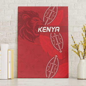 Jamhuri ya Kenya Rugby Canvas Wall Art Kenyan Shield Style - Red Color