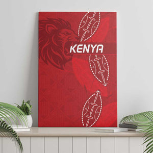Jamhuri ya Kenya Rugby Canvas Wall Art Kenyan Shield Style - Red Color
