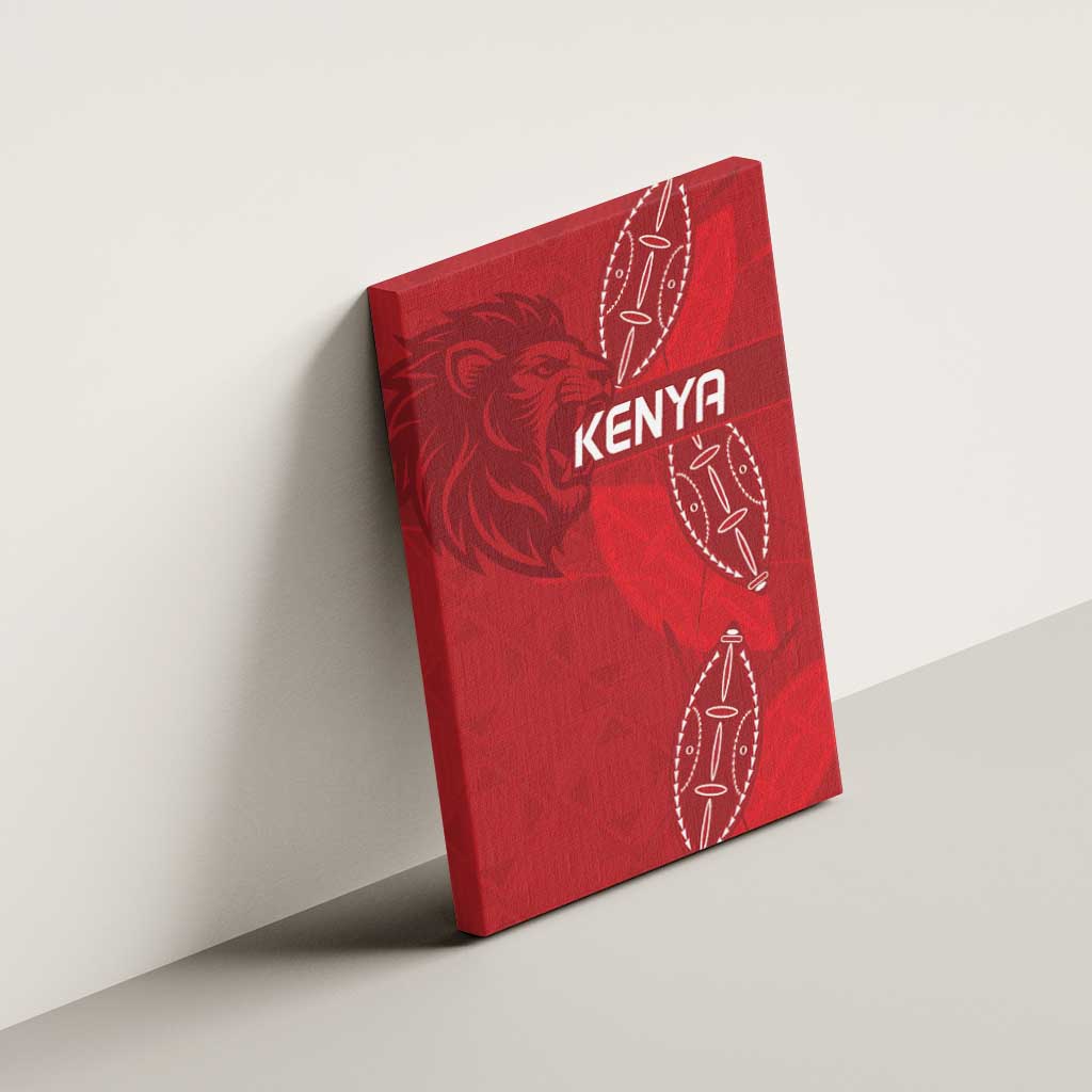 Jamhuri ya Kenya Rugby Canvas Wall Art Kenyan Shield Style - Red Color