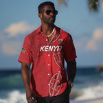 Jamhuri ya Kenya Rugby Custom Hawaiian Shirt Kenyan Shield Style - Red Color