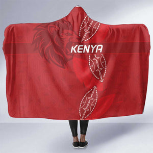 Jamhuri ya Kenya Rugby Hooded Blanket Kenyan Shield Style - Red Color
