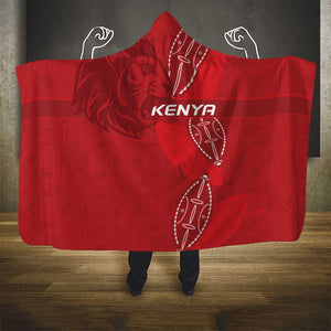 Jamhuri ya Kenya Rugby Hooded Blanket Kenyan Shield Style - Red Color