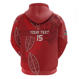 Jamhuri ya Kenya Rugby Custom Hoodie Kenyan Shield Style - Red Color