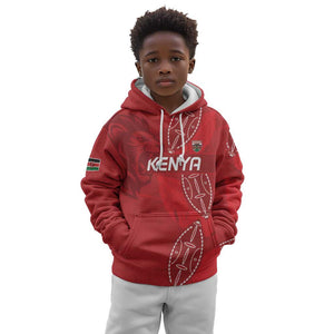 Jamhuri ya Kenya Rugby Custom Kid Hoodie Kenyan Shield Style - Red Color