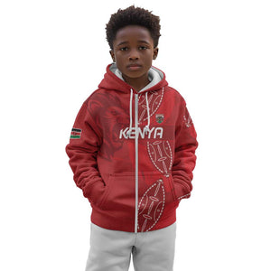 Jamhuri ya Kenya Rugby Custom Kid Hoodie Kenyan Shield Style - Red Color