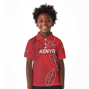 Jamhuri ya Kenya Rugby Custom Kid Polo Shirt Kenyan Shield Style - Red Color