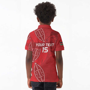 Jamhuri ya Kenya Rugby Custom Kid Polo Shirt Kenyan Shield Style - Red Color