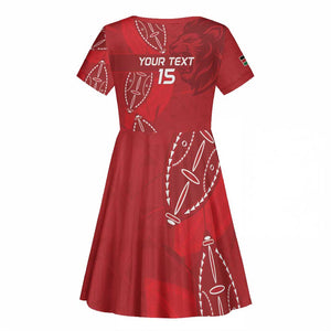 Jamhuri ya Kenya Rugby Custom Kid Short Sleeve Dress Kenyan Shield Style - Red Color