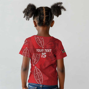 Jamhuri ya Kenya Rugby Custom Kid T shirt Kenyan Shield Style - Red Color