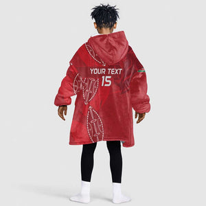Jamhuri ya Kenya Rugby Custom Kid Wearable Blanket Hoodie Kenyan Shield Style - Red Color