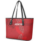 Jamhuri ya Kenya Rugby Leather Tote Bag Kenyan Shield Style - Red Color