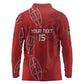 Jamhuri ya Kenya Rugby Custom Long Sleeve Polo Shirt Kenyan Shield Style - Red Color
