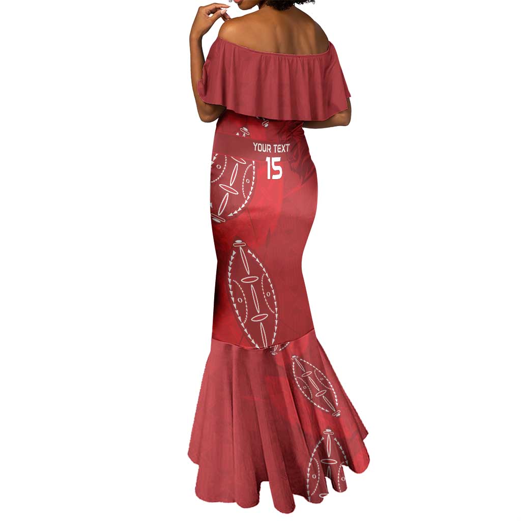 Jamhuri ya Kenya Rugby Custom Mermaid Dress Kenyan Shield Style - Red Color