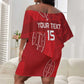 Jamhuri ya Kenya Rugby Custom Off Shoulder Short Dress Kenyan Shield Style - Red Color