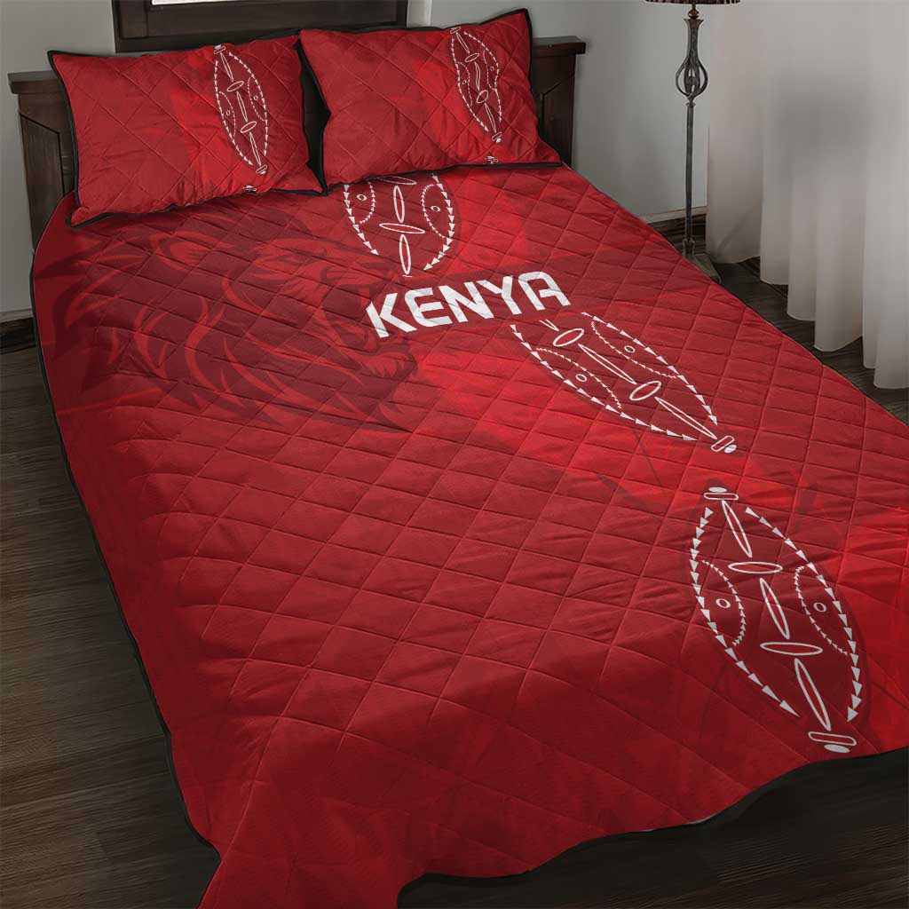Jamhuri ya Kenya Rugby Quilt Bed Set Kenyan Shield Style - Red Color