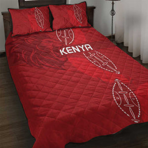 Jamhuri ya Kenya Rugby Quilt Bed Set Kenyan Shield Style - Red Color