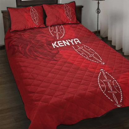 Jamhuri ya Kenya Rugby Quilt Bed Set Kenyan Shield Style - Red Color
