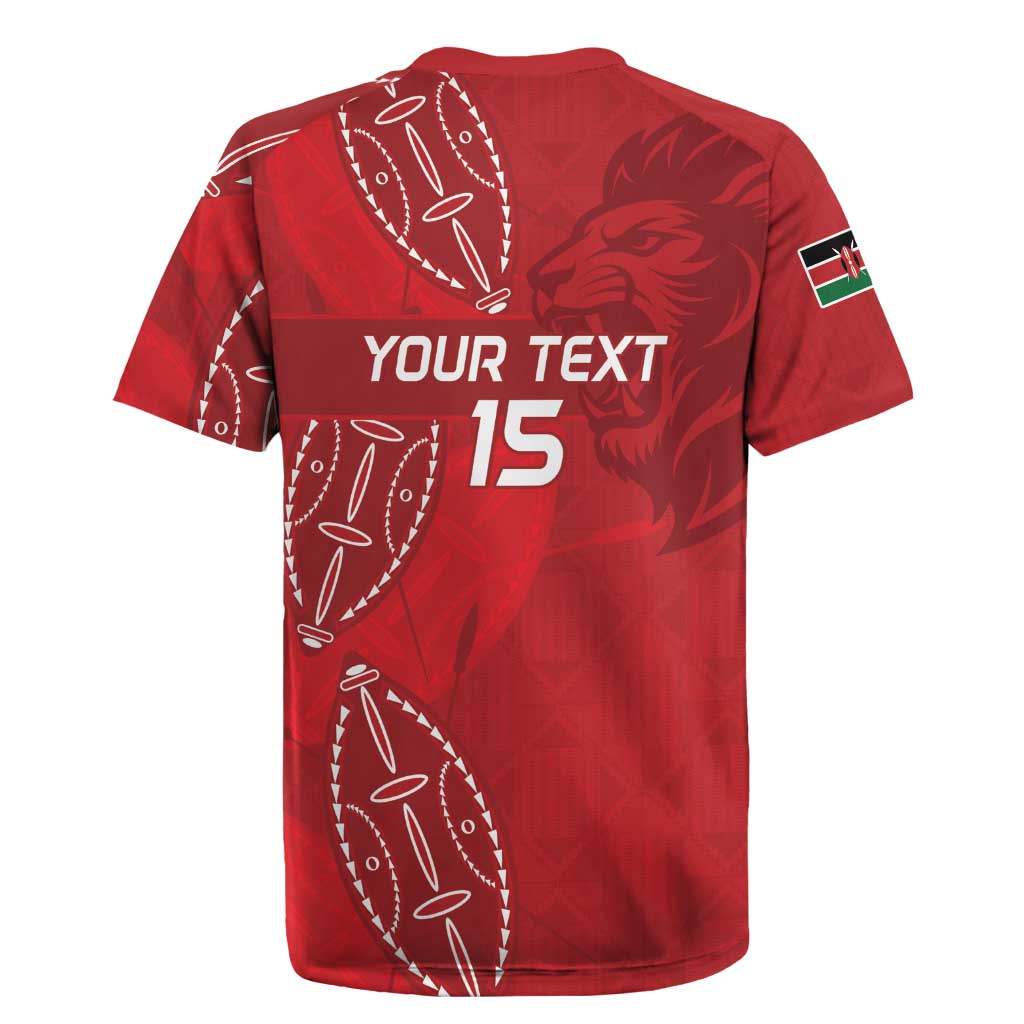 Jamhuri ya Kenya Rugby Custom Rugby Jersey Kenyan Shield Style - Red Color