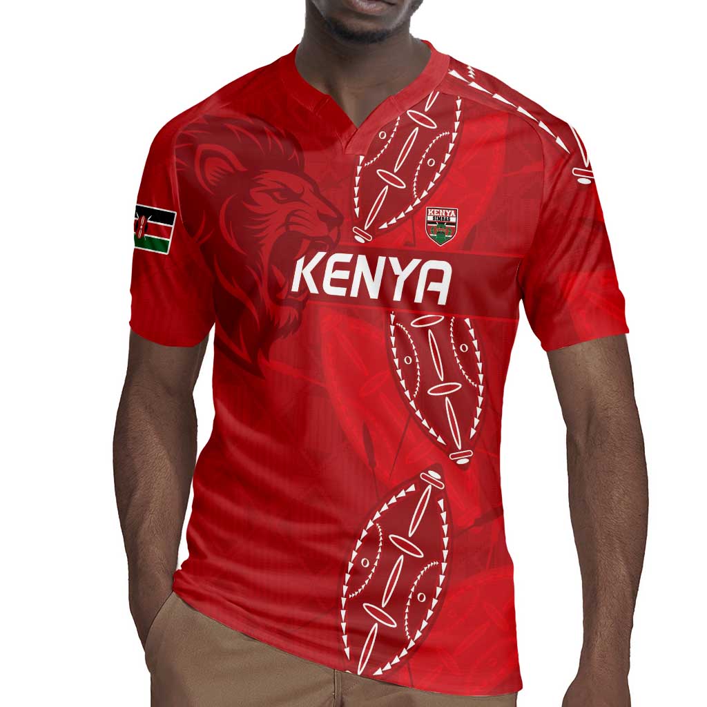 Jamhuri ya Kenya Rugby Custom Rugby Jersey Kenyan Shield Style - Red Color