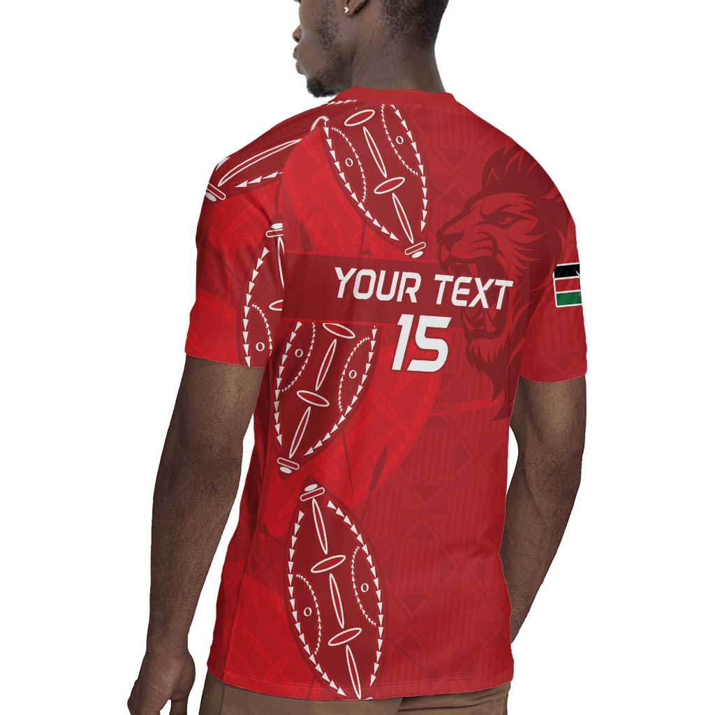 Jamhuri ya Kenya Rugby Custom Rugby Jersey Kenyan Shield Style - Red Color