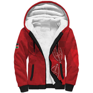 Jamhuri ya Kenya Rugby Custom Sherpa Hoodie Kenyan Shield Style - Red Color