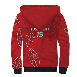 Jamhuri ya Kenya Rugby Custom Sherpa Hoodie Kenyan Shield Style - Red Color