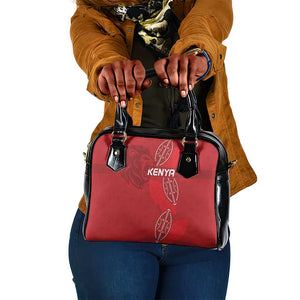 Jamhuri ya Kenya Rugby Shoulder Handbag Kenyan Shield Style - Red Color