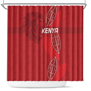 Jamhuri ya Kenya Rugby Shower Curtain Kenyan Shield Style - Red Color