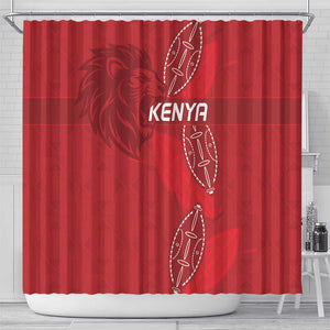 Jamhuri ya Kenya Rugby Shower Curtain Kenyan Shield Style - Red Color