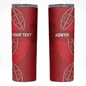 Jamhuri ya Kenya Rugby Custom Skinny Tumbler Kenyan Shield Style - Red Color