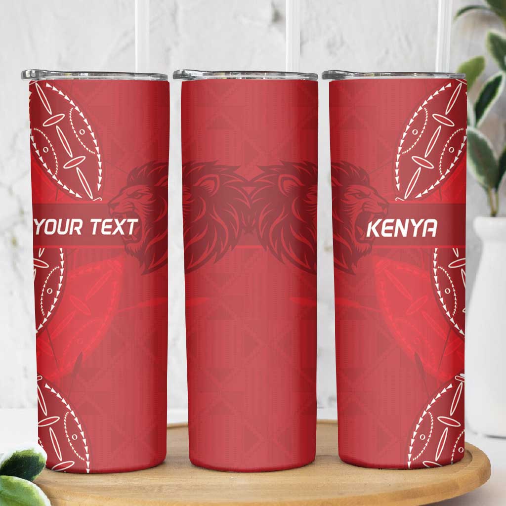 Jamhuri ya Kenya Rugby Custom Skinny Tumbler Kenyan Shield Style - Red Color