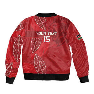 Jamhuri ya Kenya Rugby Custom Sleeve Zip Bomber Jacket Kenyan Shield Style - Red Color