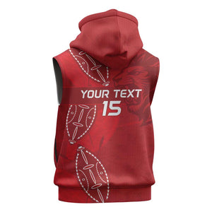 Jamhuri ya Kenya Rugby Custom Sleeveless Hoodie Kenyan Shield Style - Red Color - African Pride