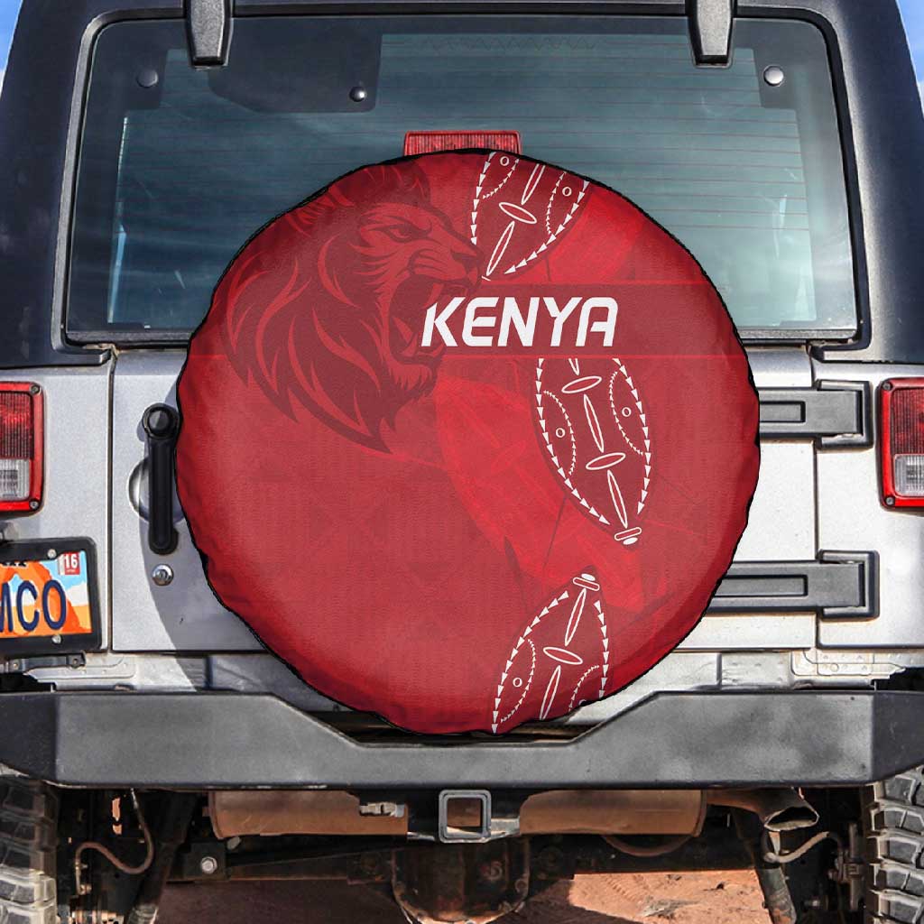 Jamhuri ya Kenya Rugby Spare Tire Cover Kenyan Shield Style - Red Color