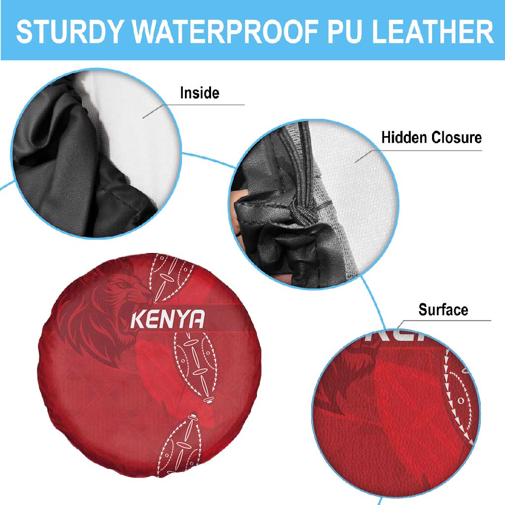 Jamhuri ya Kenya Rugby Spare Tire Cover Kenyan Shield Style - Red Color