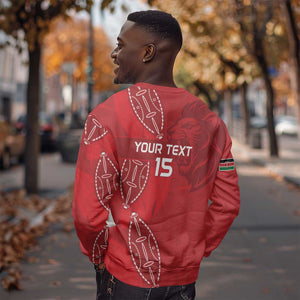 Jamhuri ya Kenya Rugby Custom Sweatshirt Kenyan Shield Style - Red Color