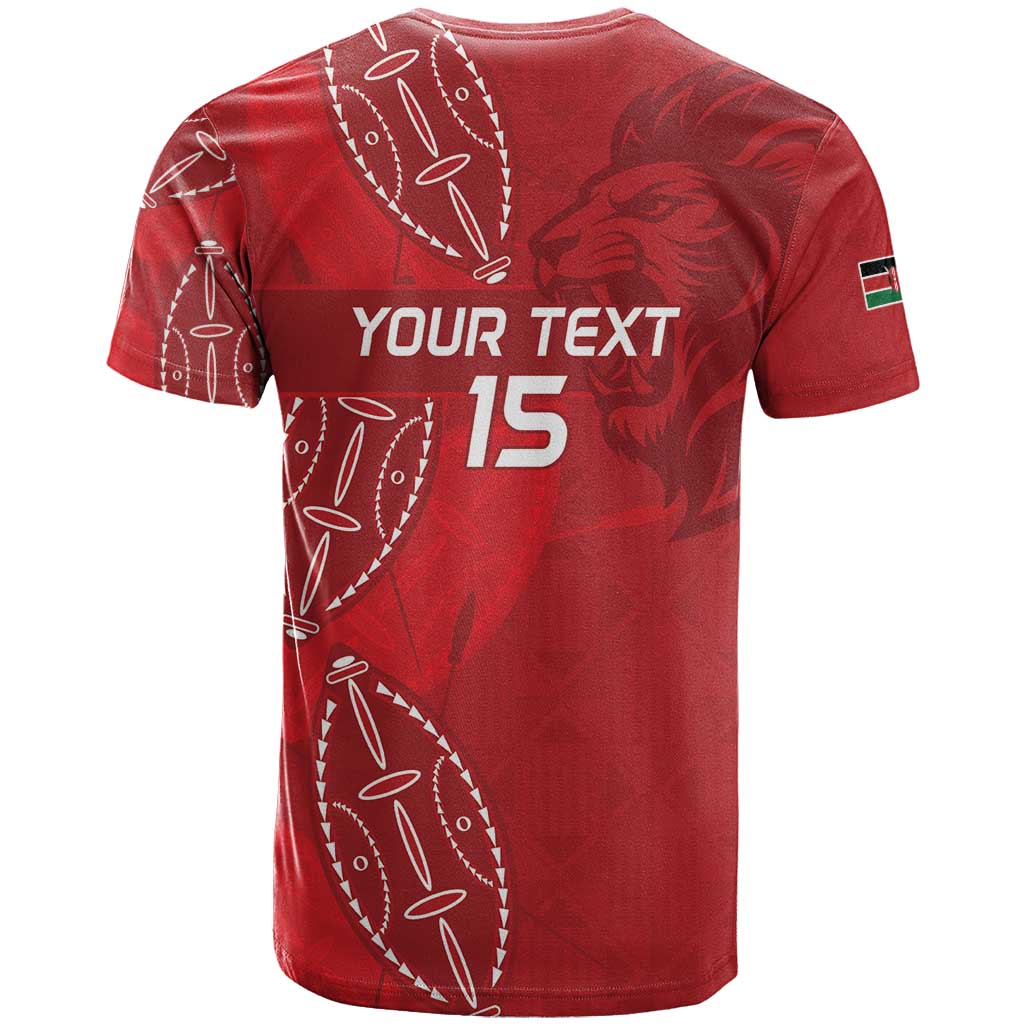 Jamhuri ya Kenya Rugby Custom T shirt Kenyan Shield Style - Red Color