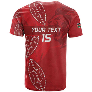 Jamhuri ya Kenya Rugby Custom T shirt Kenyan Shield Style - Red Color