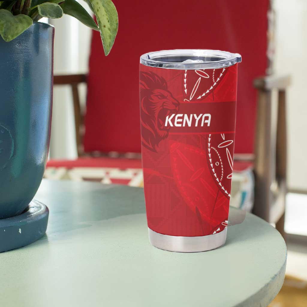 Jamhuri ya Kenya Rugby Custom Tumbler Cup Kenyan Shield Style - Red Color