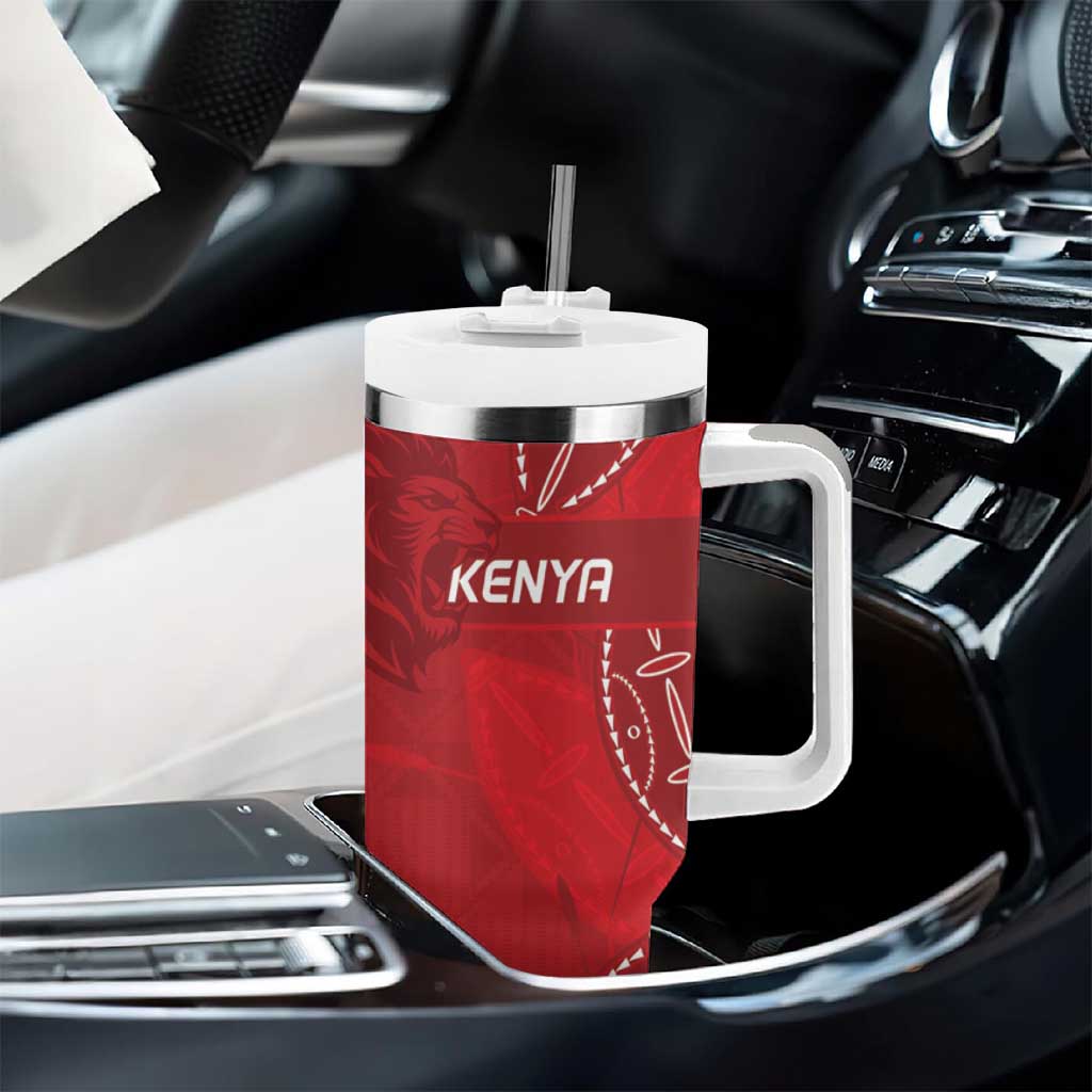 Jamhuri ya Kenya Rugby Custom Tumbler With Handle Kenyan Shield Style - Red Color