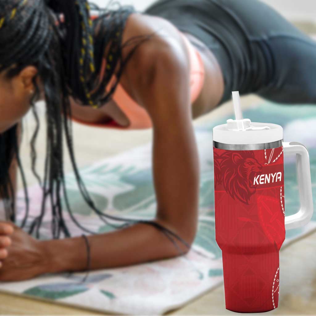 Jamhuri ya Kenya Rugby Custom Tumbler With Handle Kenyan Shield Style - Red Color