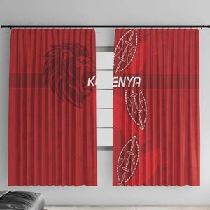 Jamhuri ya Kenya Rugby Window Curtain Kenyan Shield Style - Red Color
