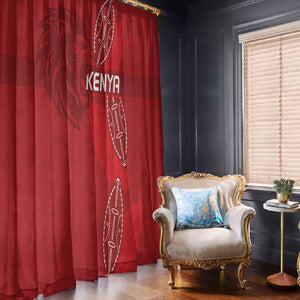 Jamhuri ya Kenya Rugby Window Curtain Kenyan Shield Style - Red Color