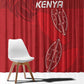 Jamhuri ya Kenya Rugby Window Curtain Kenyan Shield Style - Red Color