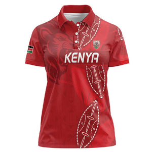 Jamhuri ya Kenya Rugby Custom Women Polo Shirt Kenyan Shield Style - Red Color